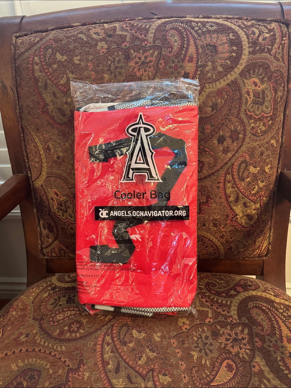 Los Angeles Angels and Anaheim Ducks branded stadium cooler bag.